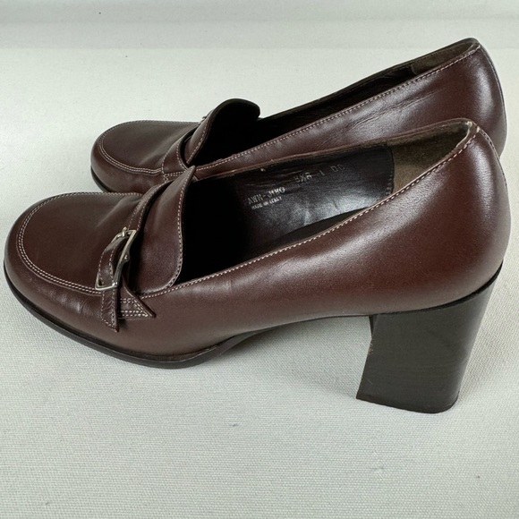 Coach Vintage 2.5” Chunky Heel Brown Leather Loafers Women’s 8.5 FAWN-J180 - Picture 3 of 12